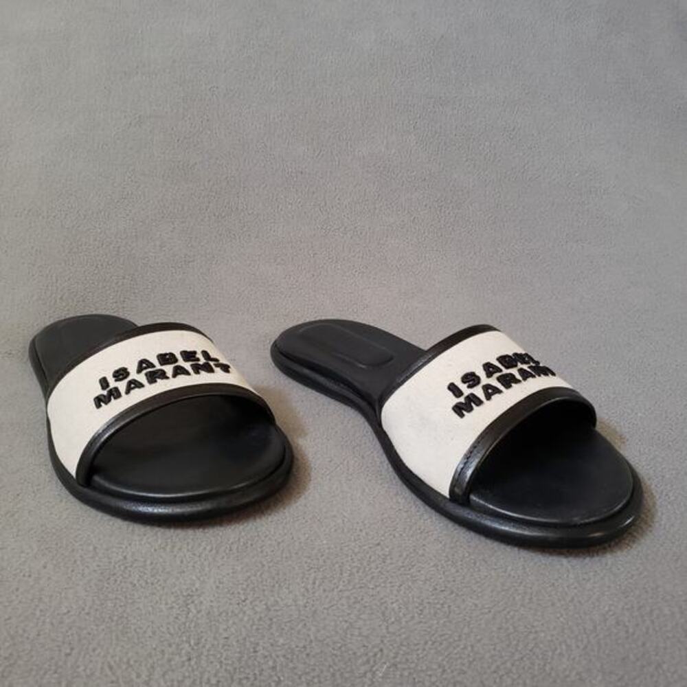 Isabel‎ Marant Vikee Slides in Ecru & Black Size 39/9 Casual Designer - Picture 3 of 16